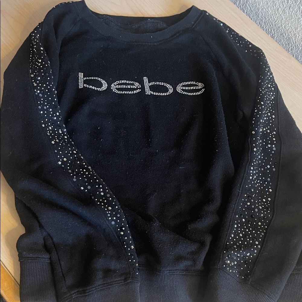 Bebe Black Embellished Logo Sweatshirt